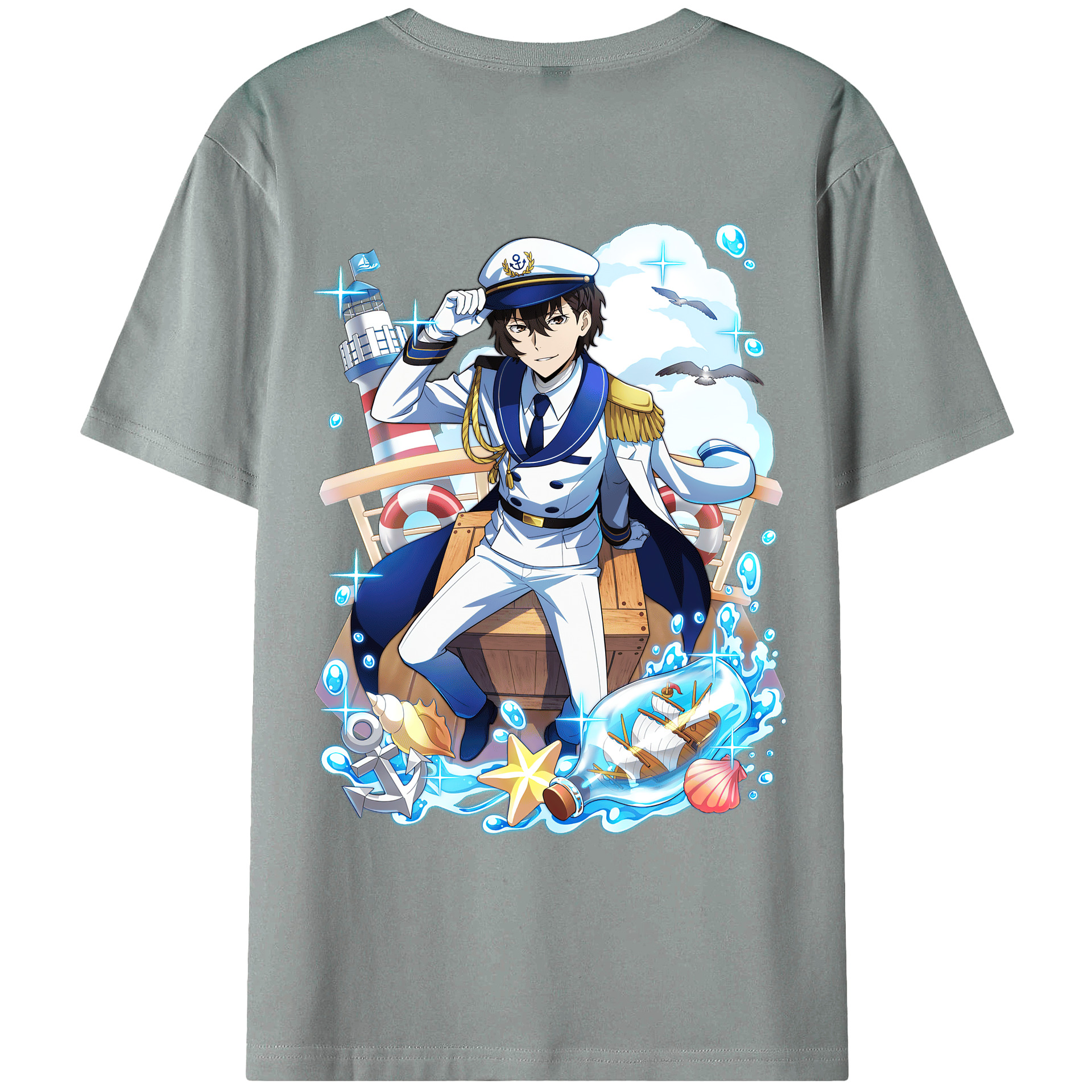 （画像用） 文豪ストレイドッグス Bungo Stray Dogs 綿100％ メンズ半袖Tシャツ（バックプリント） 通気性